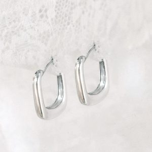 Sterling Silver Rectangle Hoops