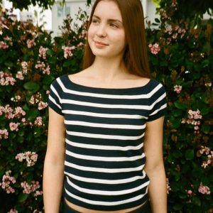 Coral Striped Top