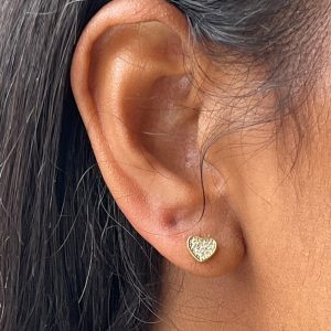 Copper Heart Rhinestone Stud Earrings