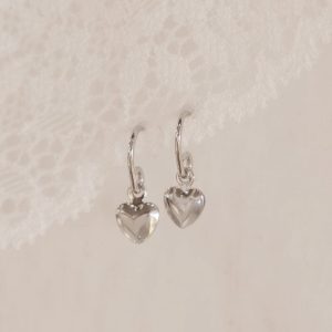 Sterling Silver Heart Charm Earrings