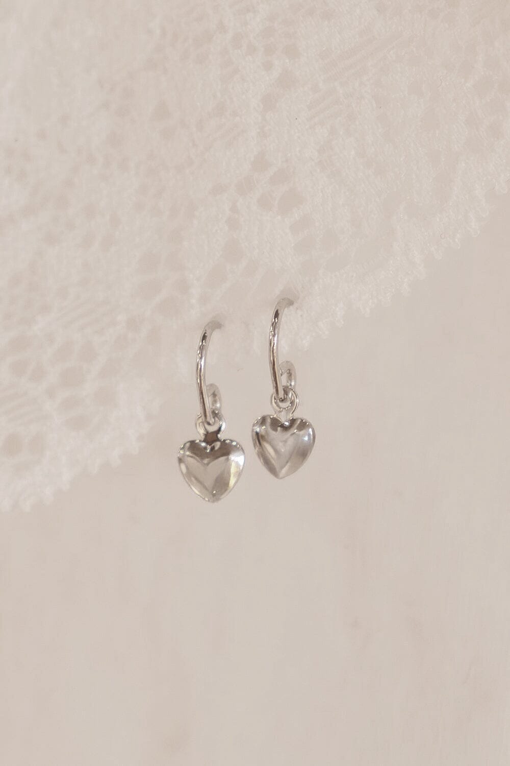 Sterling Silver Heart Charm Earrings