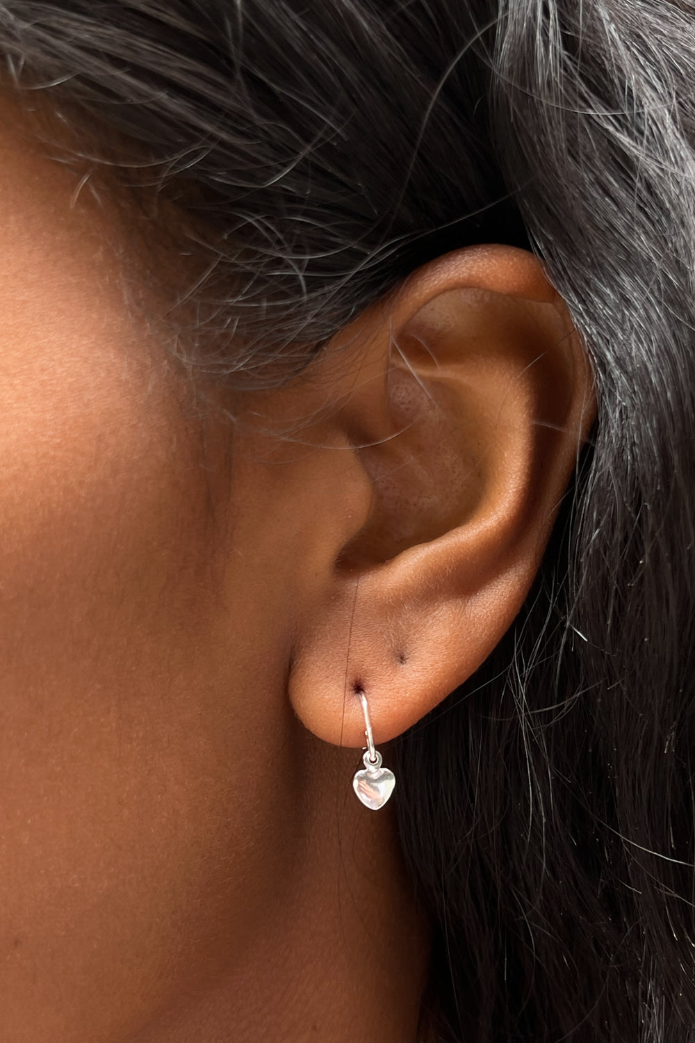 Sterling Silver Heart Charm Earrings - Image 2