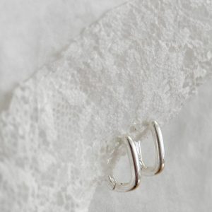 Silver Rectangle Hoop Earrings